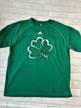 adidas Green Clover Basketball Climalite Short Sleeve Tee